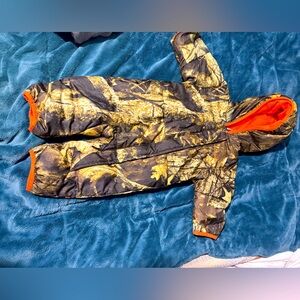Camouflage Baby Snowsuit with Orange Lining
